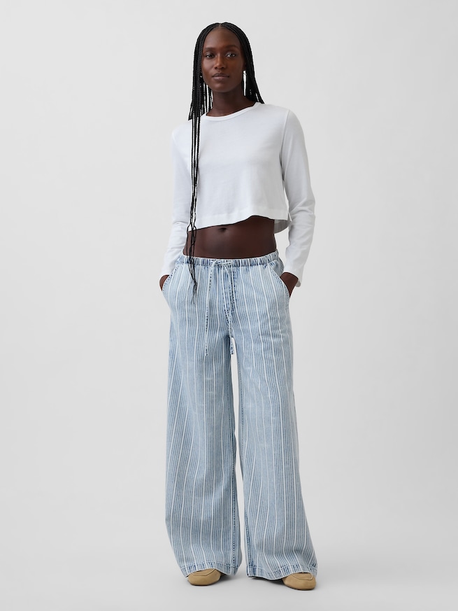 ミッドライズ ウルトラソフト イージーウエスト バギーデニム-0