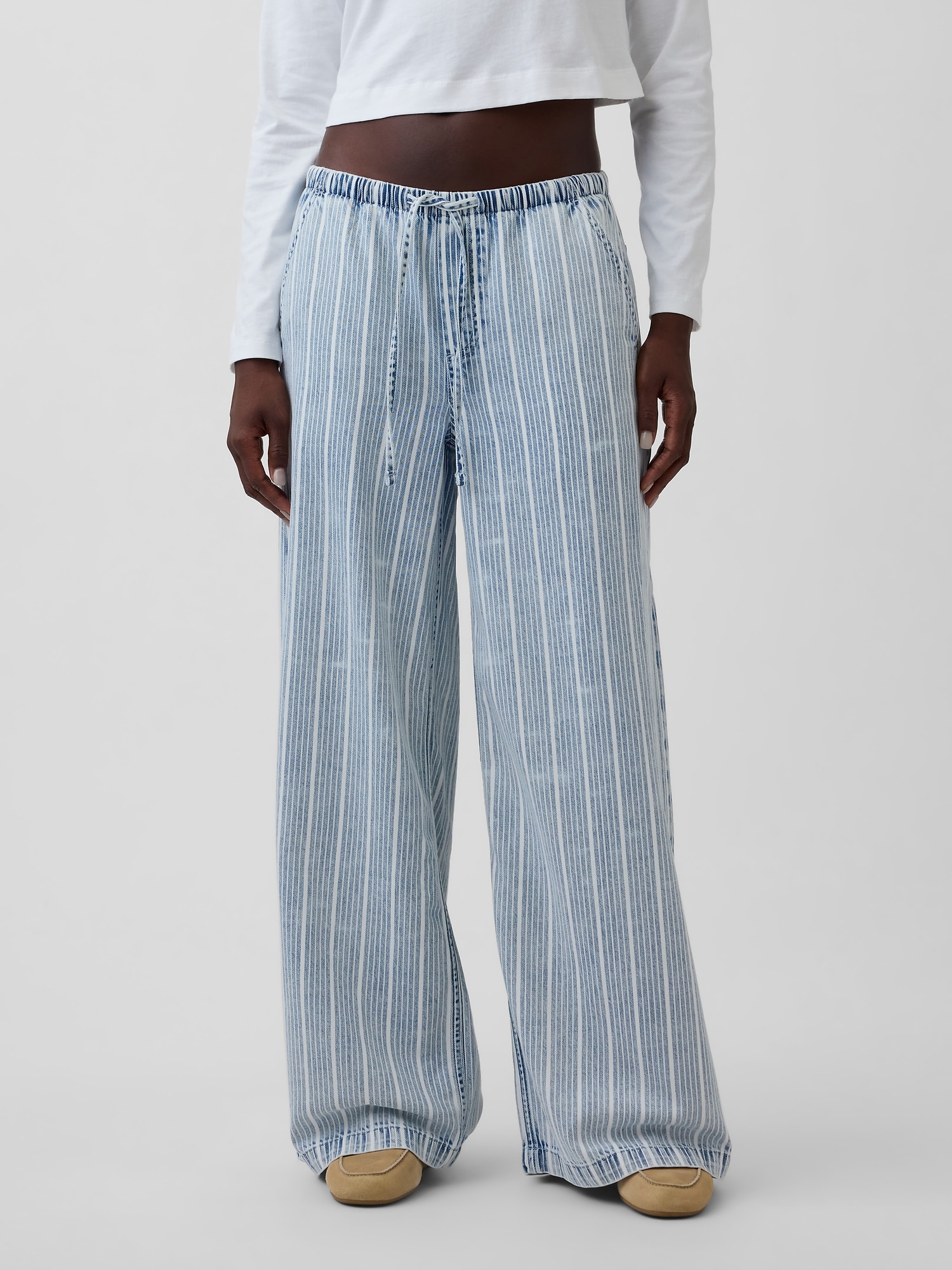 ミッドライズ ウルトラソフト イージーウエスト バギーデニム-1