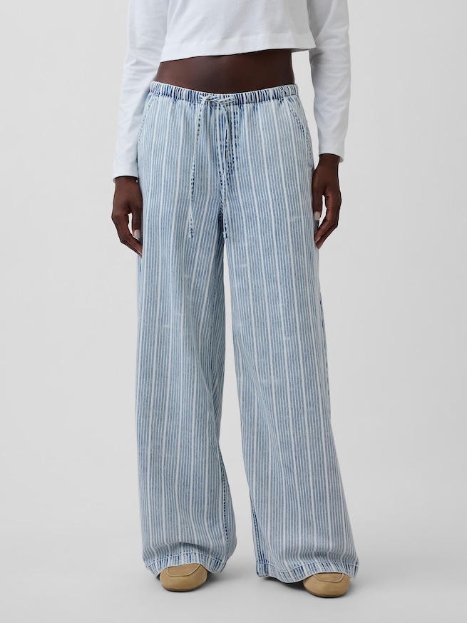 ミッドライズ ウルトラソフト イージーウエスト バギーデニム-1