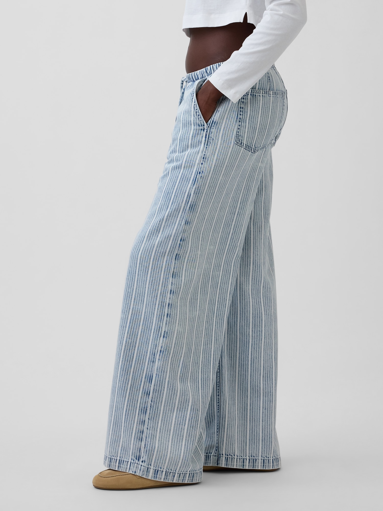 ミッドライズ ウルトラソフト イージーウエスト バギーデニム-2