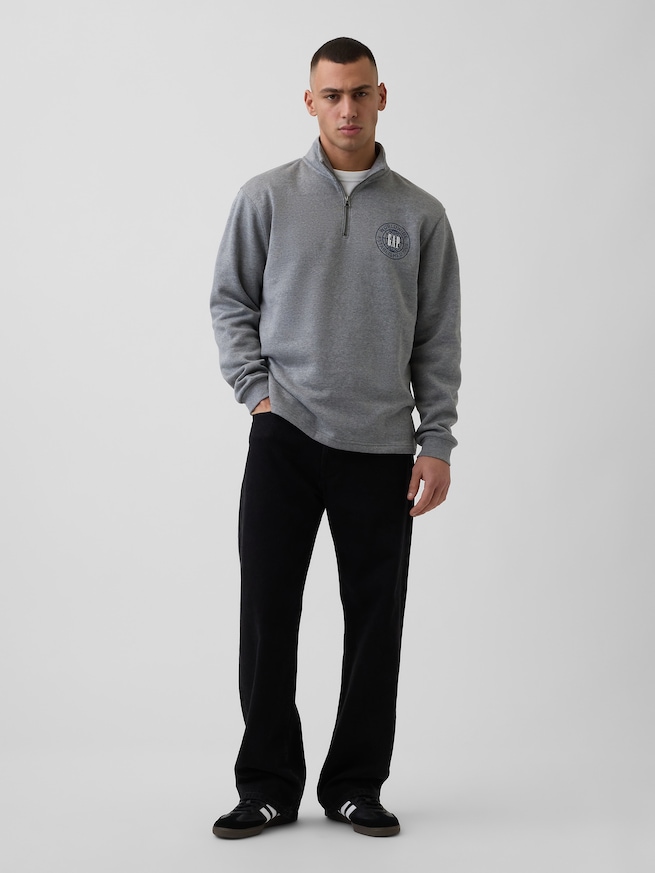 リラックスフィット GAPロゴ グラフィック 1/4 ジップアップ スウェットシャツ-1