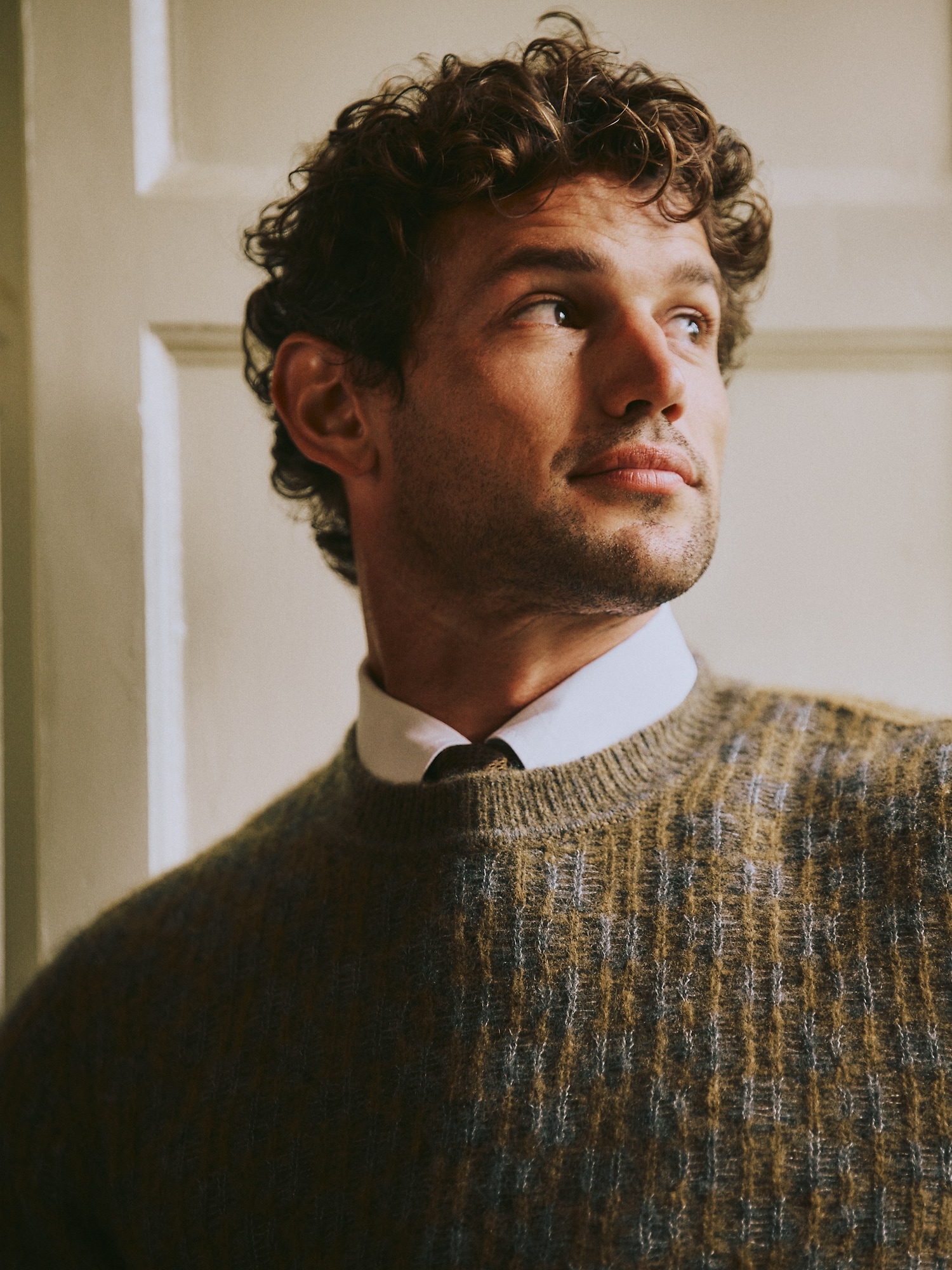 カシミヤ シルク クルーネックセーター-4