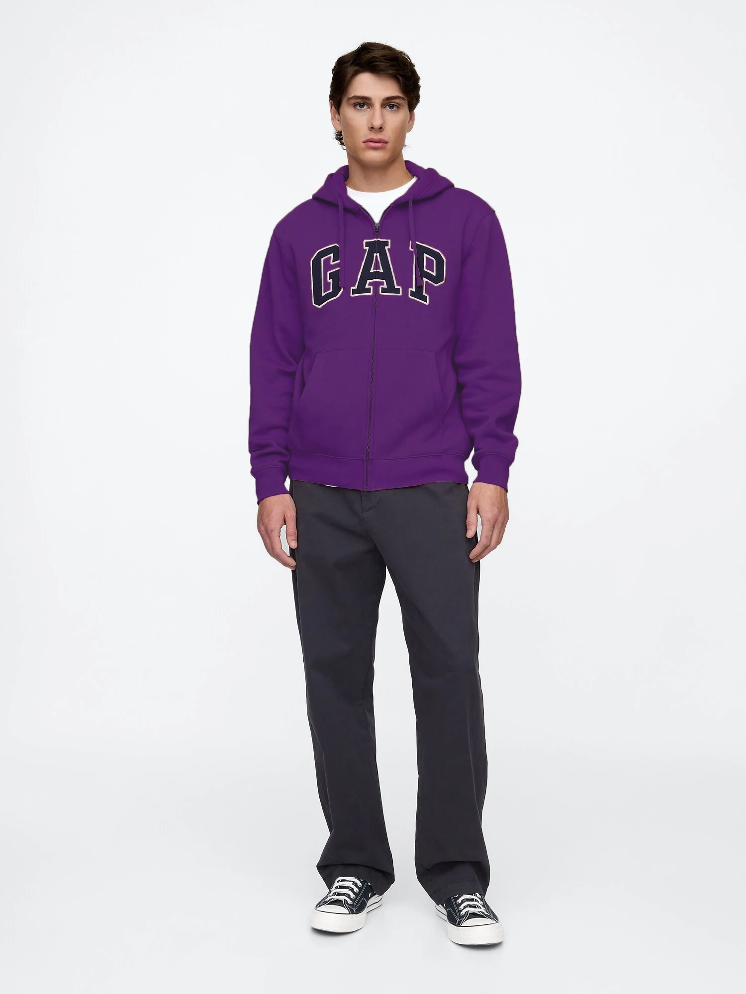 リラックス GAPロゴ ジップアップパーカー