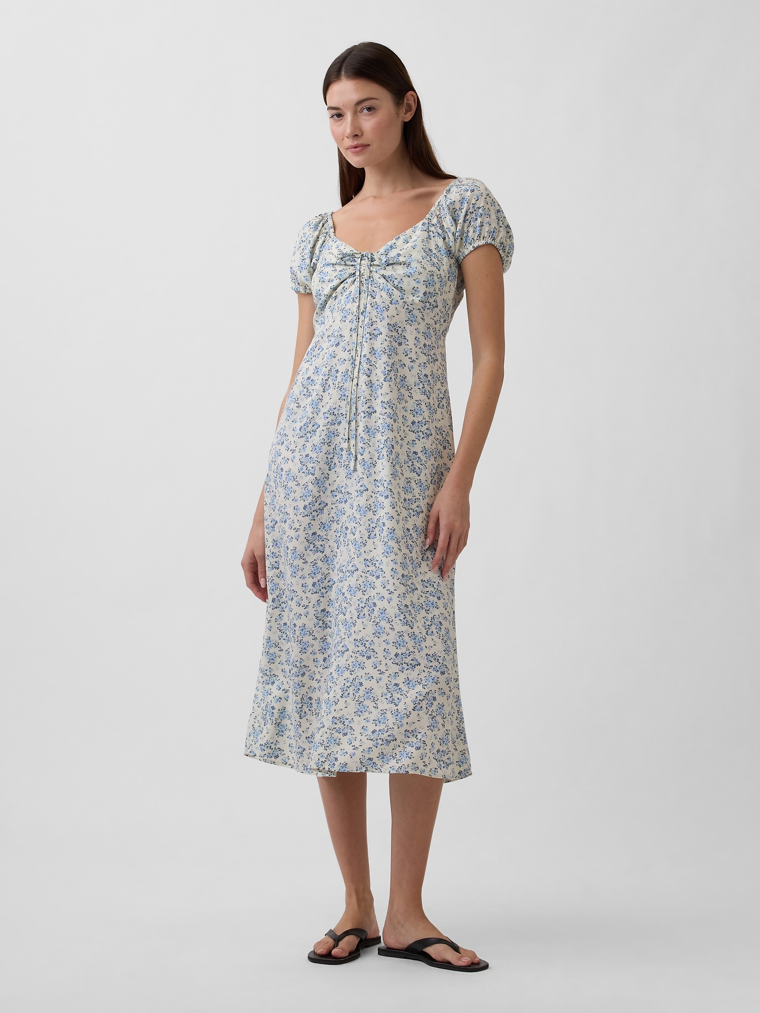 Puff Sleeve Midi Dress