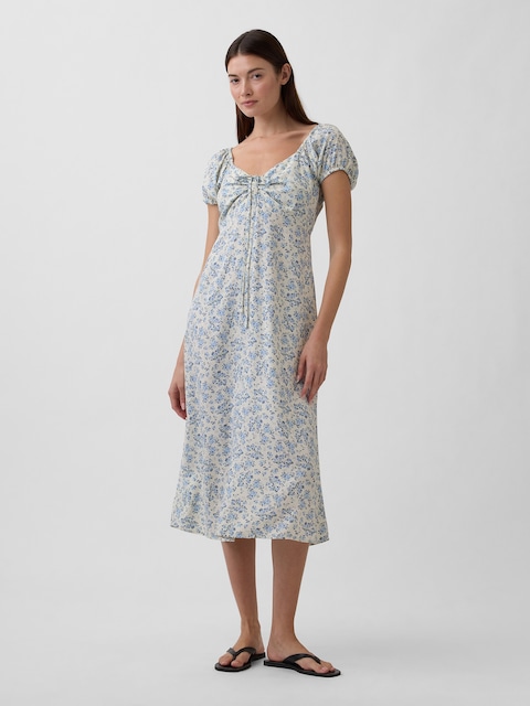 Puff Sleeve Midi Dress