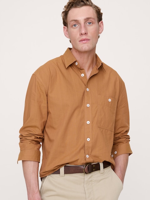 CHEMISE DÉCONTRACTÉE EN POPELINE DE COTON DÉLAVÉE