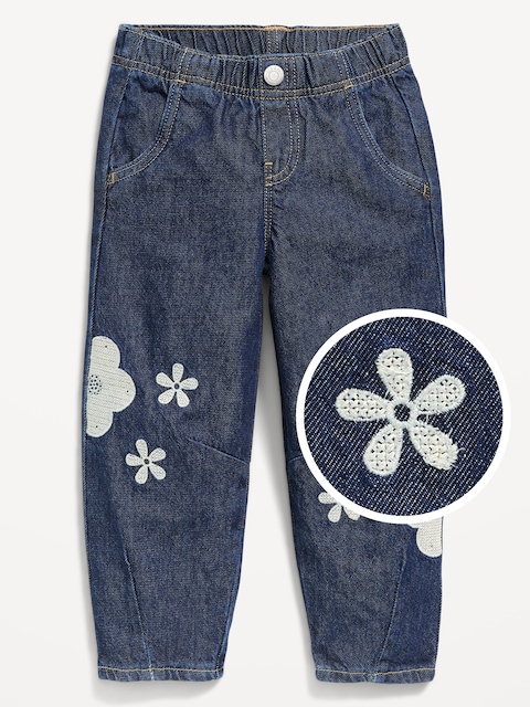 Pull-On Baggy Barrel-Leg Jeans for Toddler Girls