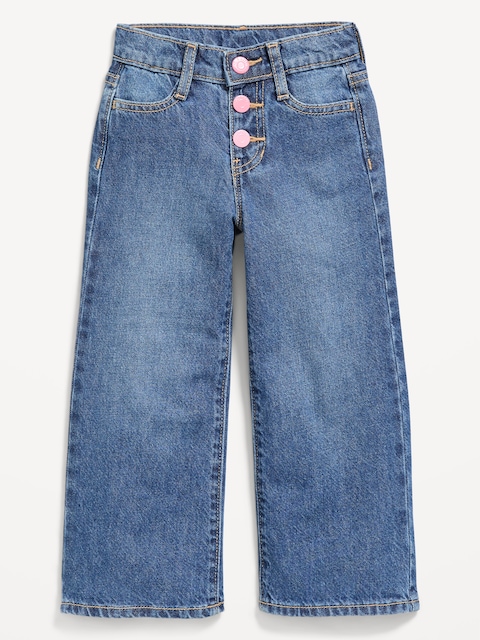 Baggy Button-Fly Wide-Leg Jeans for Toddler Girls
