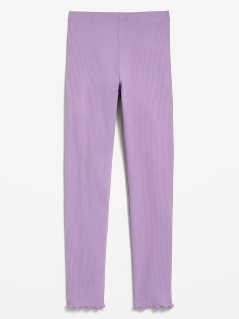 Ribbed Lettuce-Edge Leggings for Girls