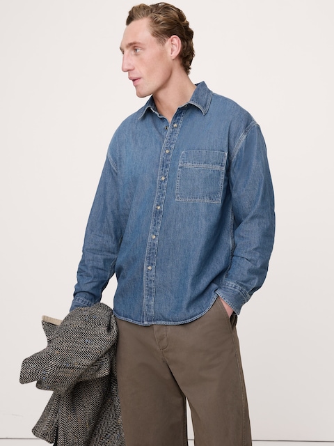 CHEMISE DÉCONTRACTÉE EN DENIM DÉLAVÉ