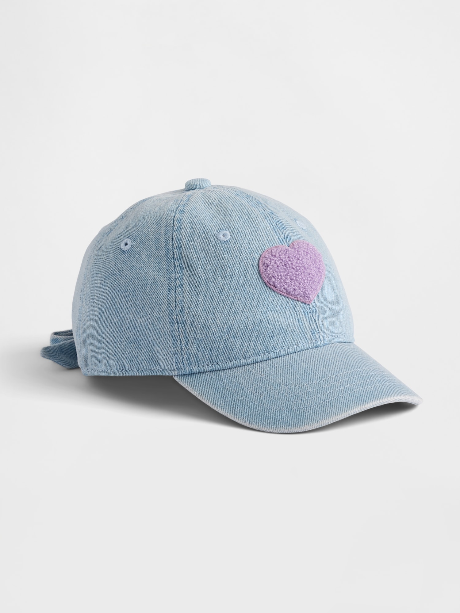 CASQUETTE DE BASEBALL EN DENIM AVEC CŒUR EN JERSEY BOUCLETTE POUR ENFANT