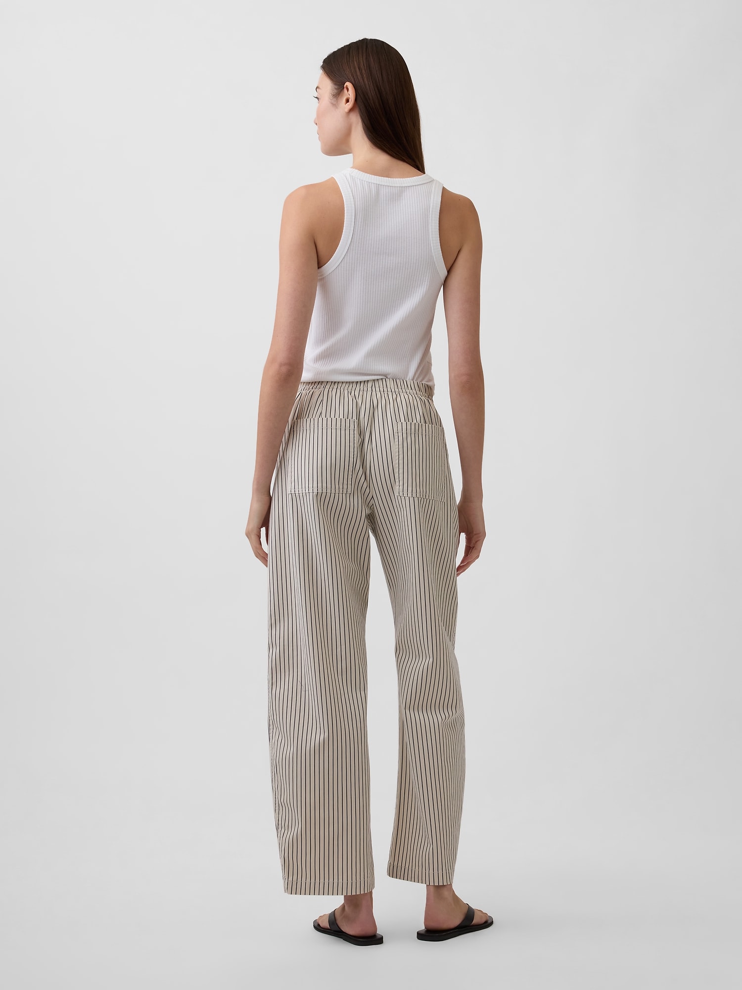 ハイライズ イージーウエスト バレルカーキパンツ-1