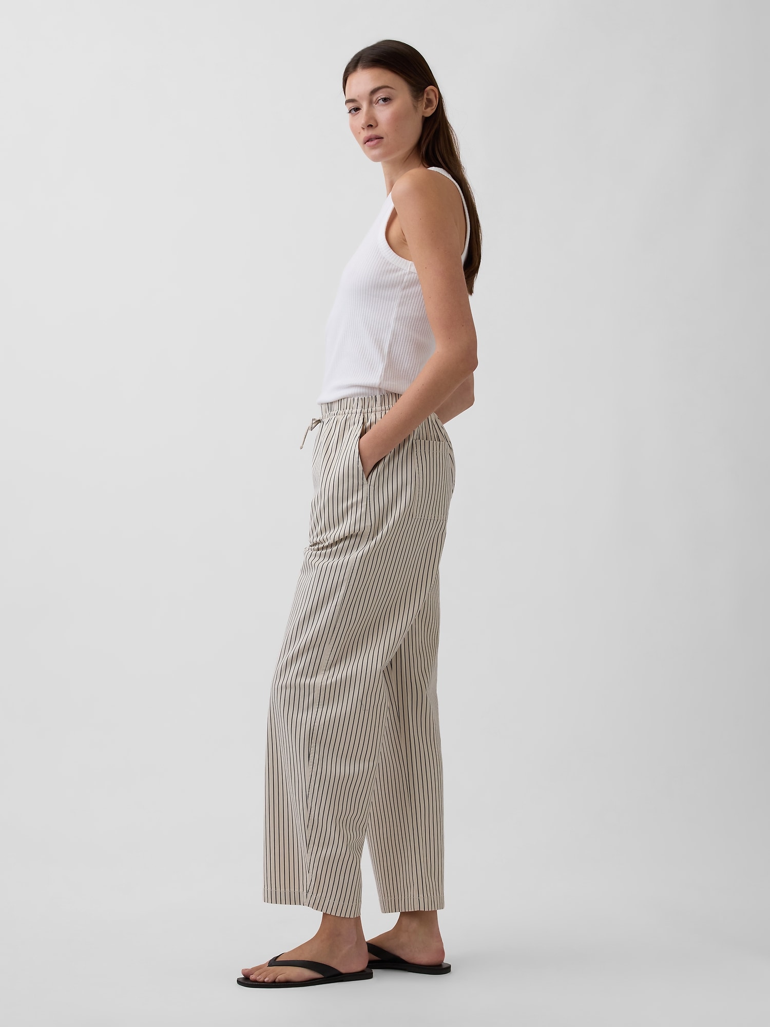 ハイライズ イージーウエスト バレルカーキパンツ-4