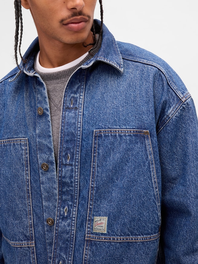 デニム オーバーサイズ ユーティリティ シャツジャケット-3
