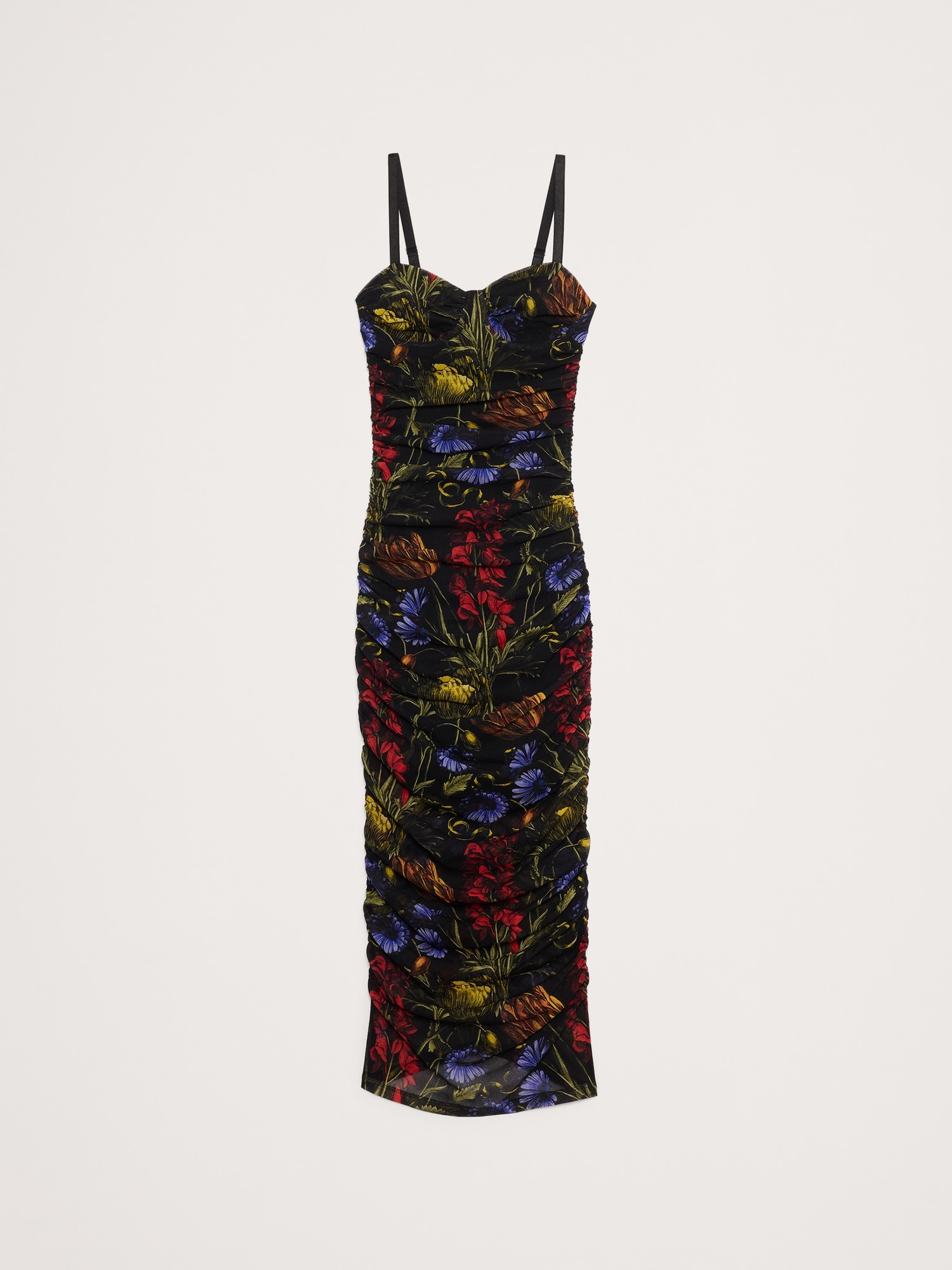 Ruched Mesh Corset Midi Dress