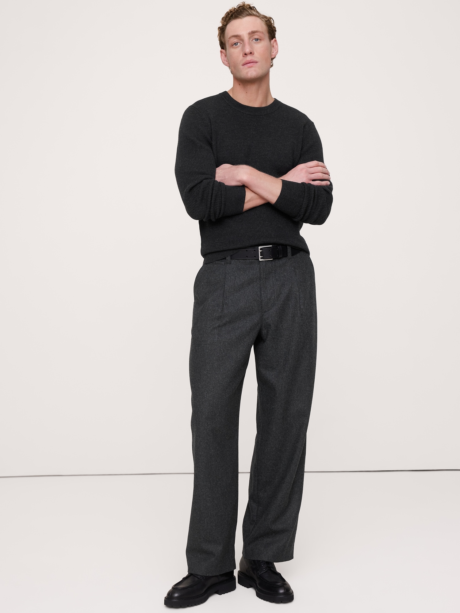 CHANDAIL RAS DU COU EN LAINE MÉRINOS CHAUDE