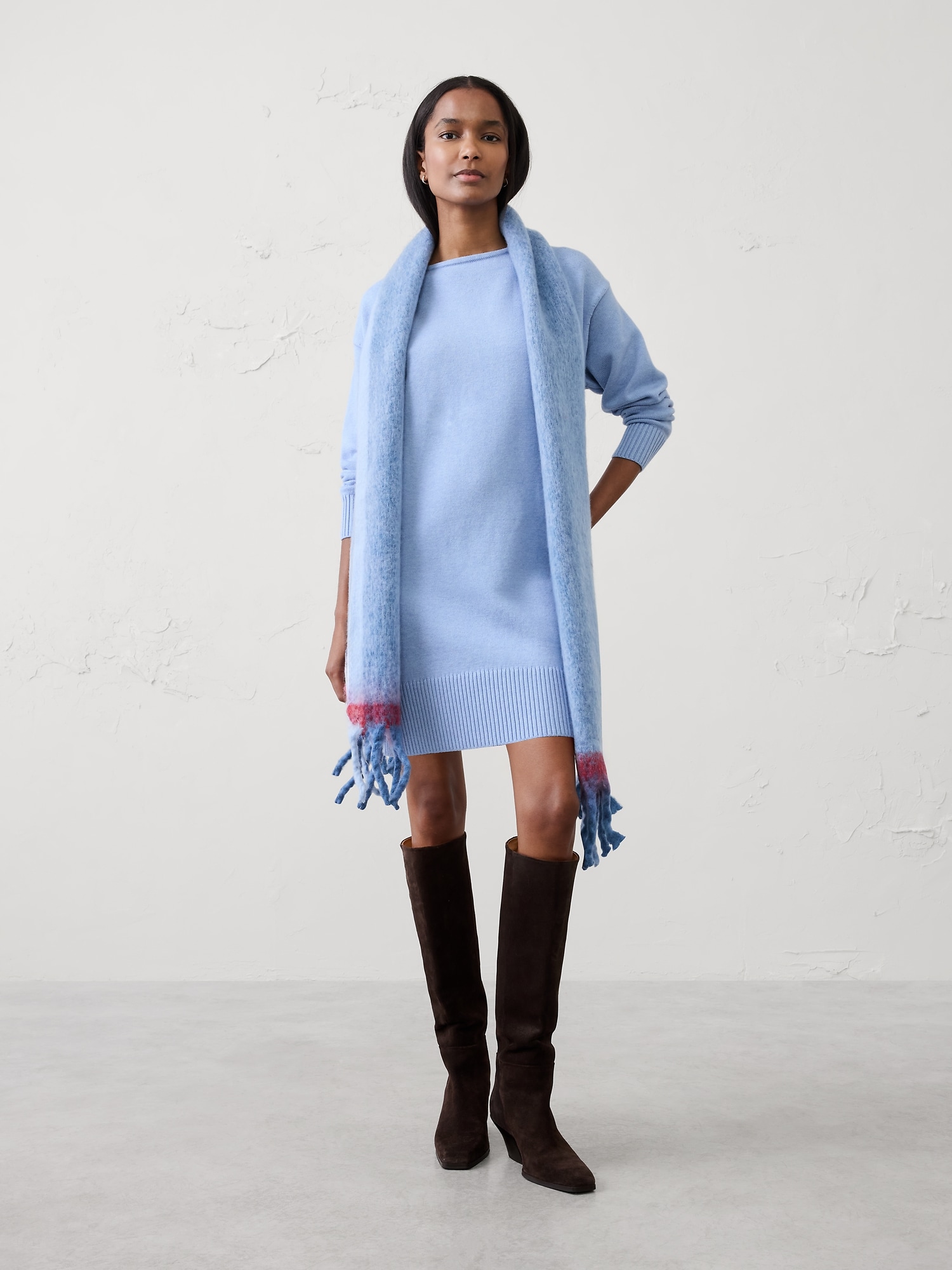 Boatneck Mini Sweater Dress