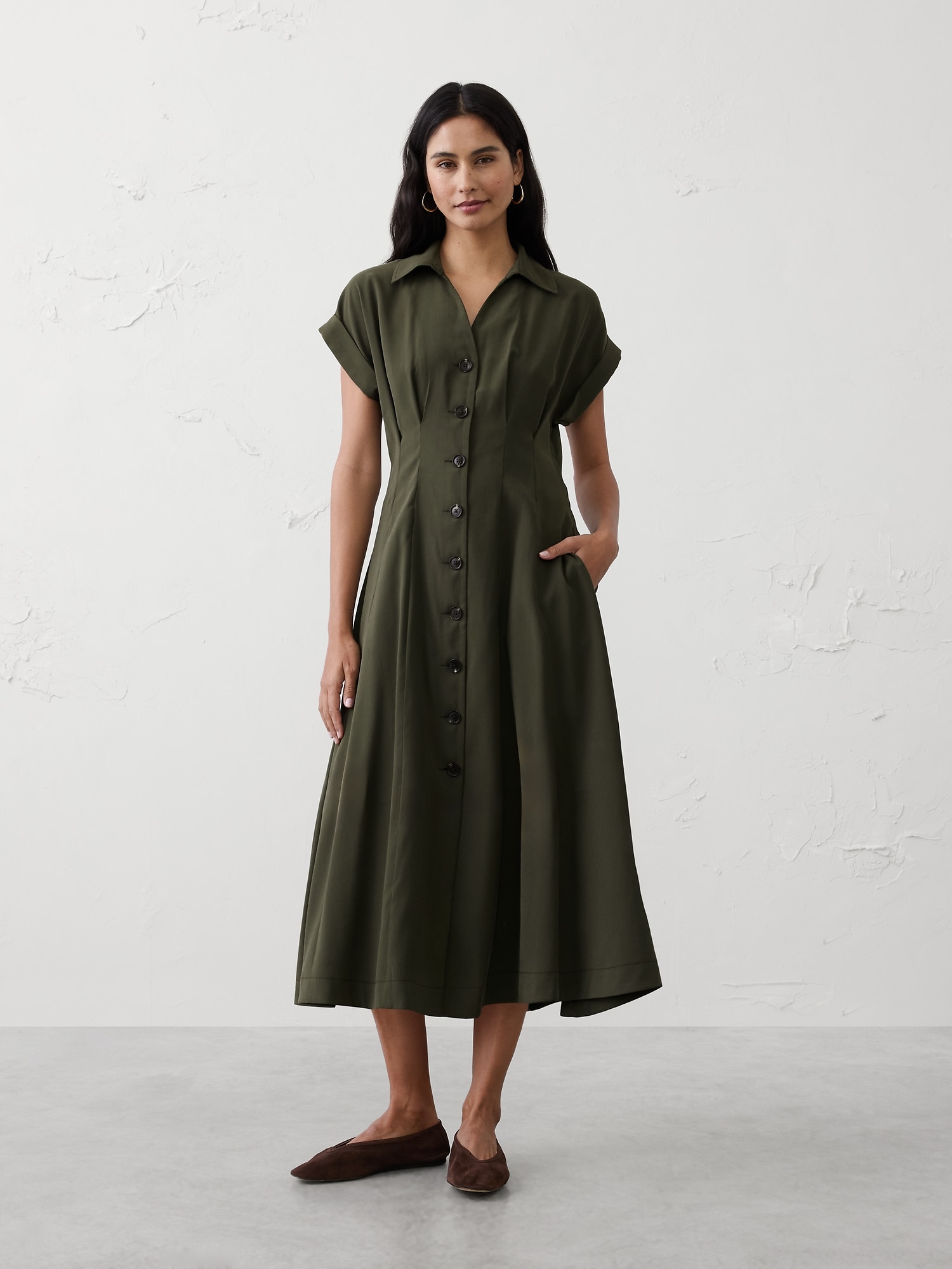 Twill Midi Shirtdress