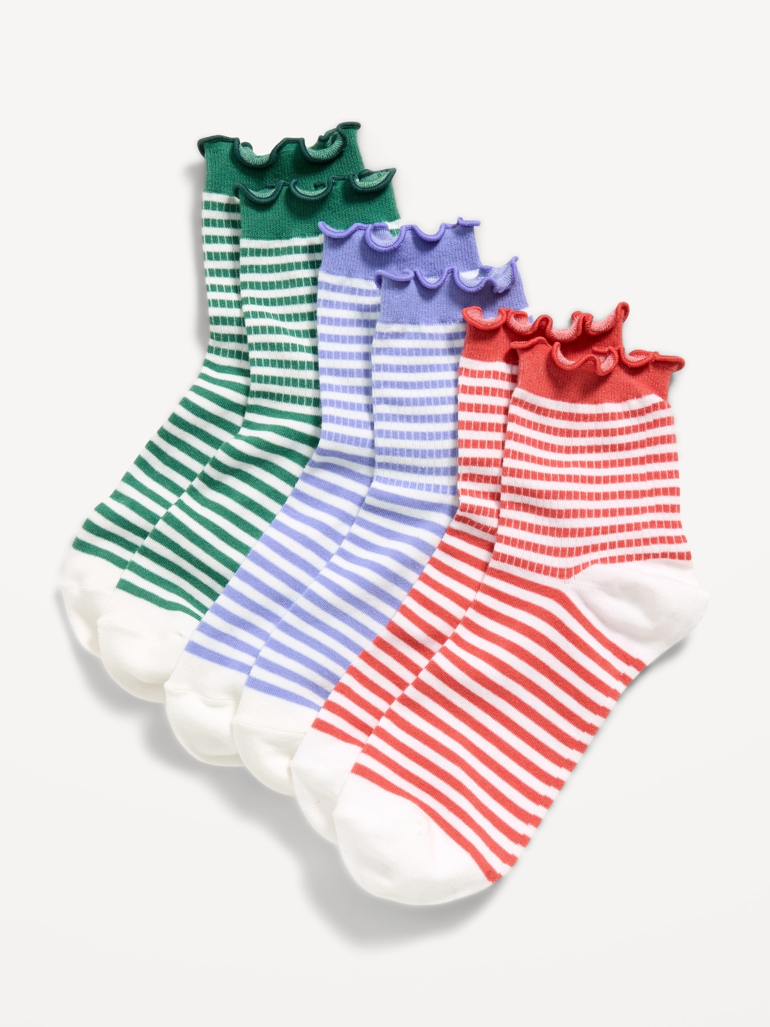 Ruffled Crew Sock 3-Pack for Women