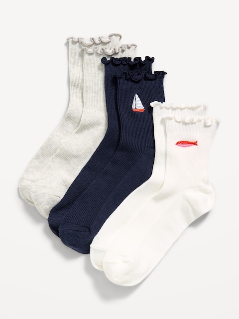 CHAUSSETTES À VOLANTS POUR FEMME (PAQUET DE 3 PAIRES)