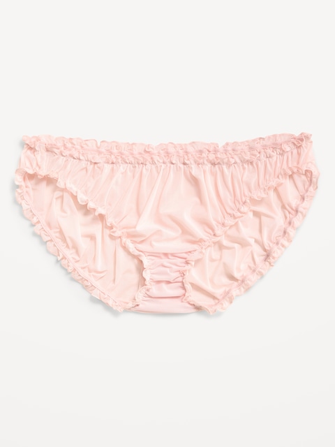 Ruffle-Edge Mesh Hipster Underwear