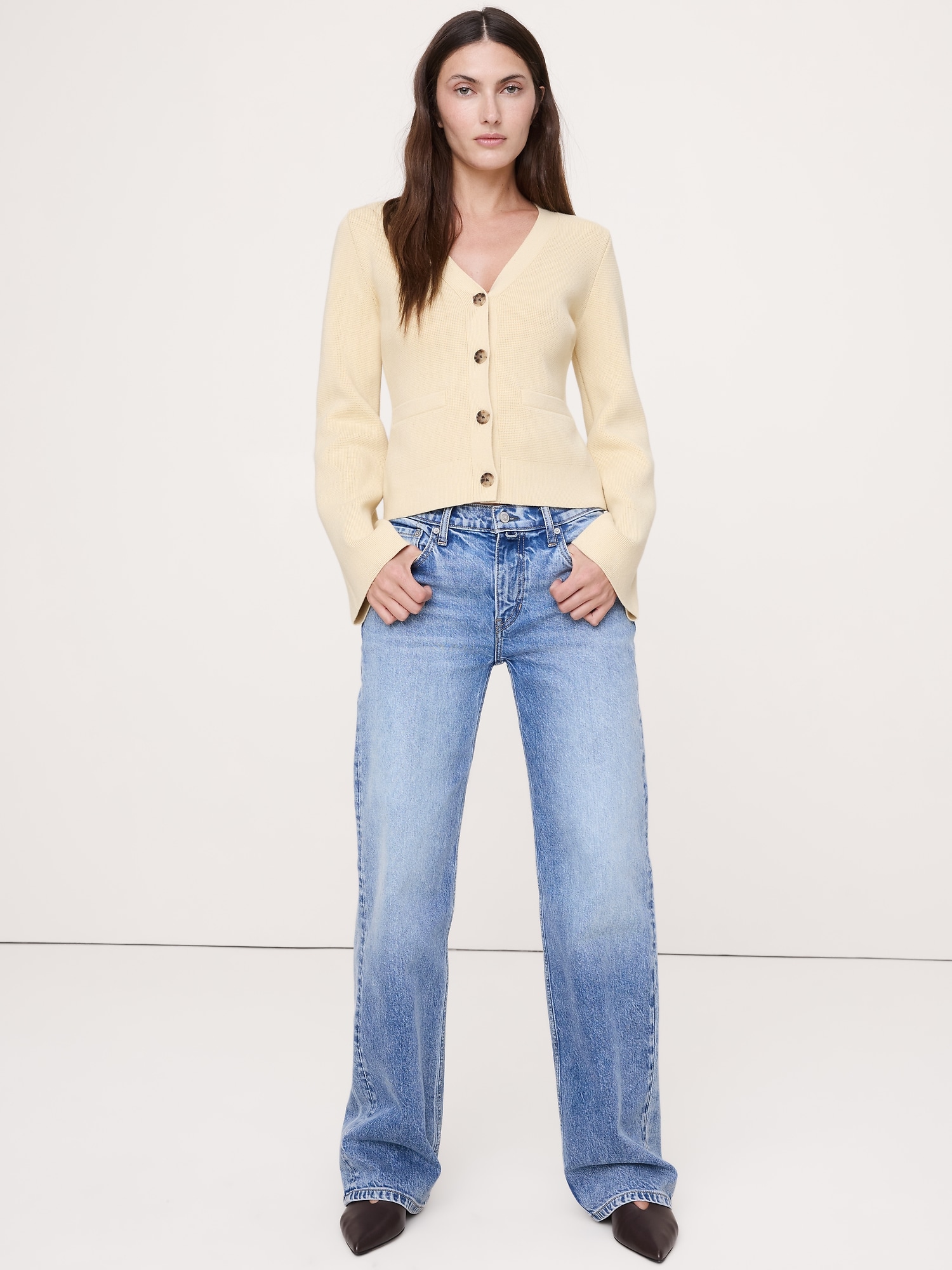 CARDIGAN À MANCHES ÉVASÉES EN SOIE ET COTON DOUCEUR INFINIE