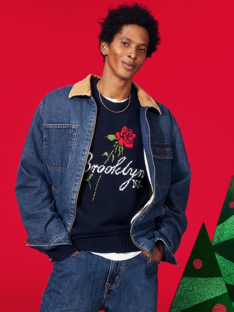 Sherpa-Lined Workwear Zip Jean Jacket