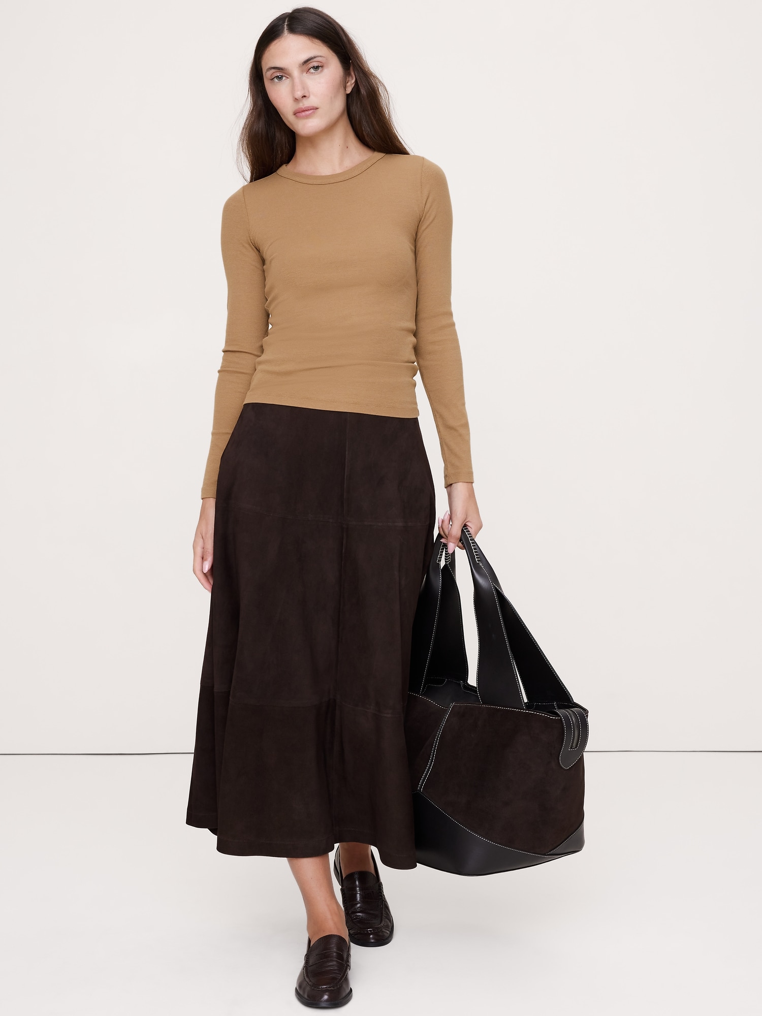 T-SHIRT RAS DU COU EN TISSU CÔTELÉ