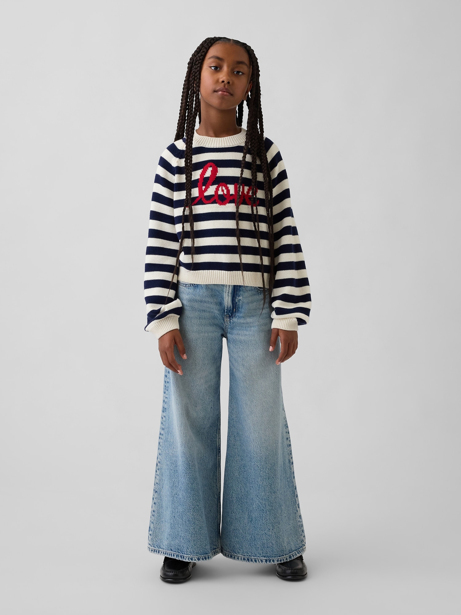 リラックスフィット グラフィック クルーネックセーター (キッズ)-3