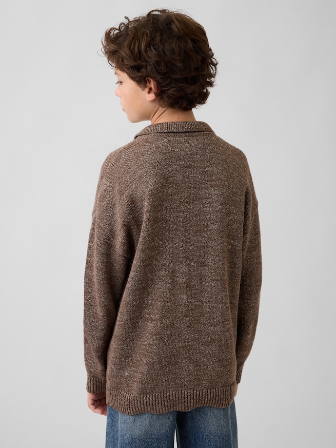 リラックスフィット ポロ ニットカーディガン (キッズ)-2