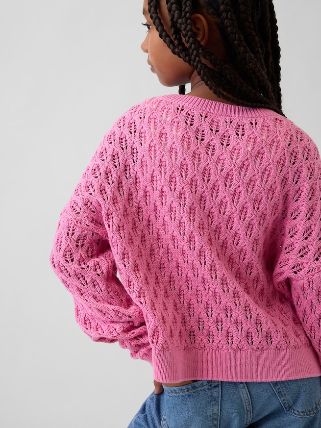 クロシェ オーバーサイズ クルーネックセーター (キッズ)-2