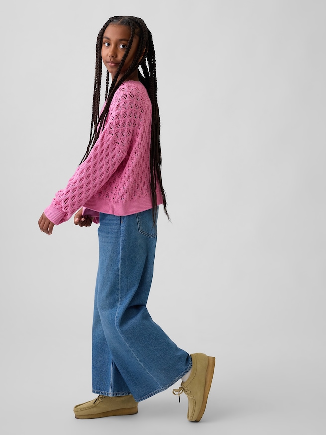 クロシェ オーバーサイズ クルーネックセーター (キッズ)-3