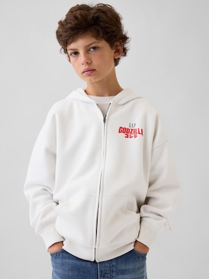 ゴジラ ビンテージソフトグラフィック GAPロゴ ジップアップパーカー (キッズ)