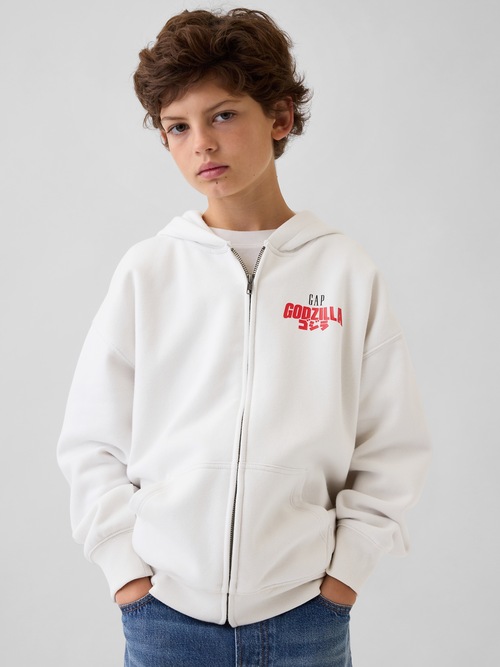ゴジラ ビンテージソフトグラフィック GAPロゴ ジップアップパーカー (キッズ)