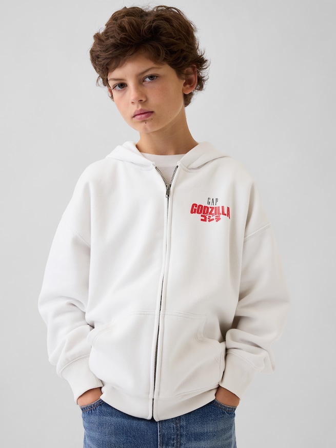 ゴジラ ビンテージソフトグラフィック GAPロゴ ジップアップパーカー (キッズ)-0