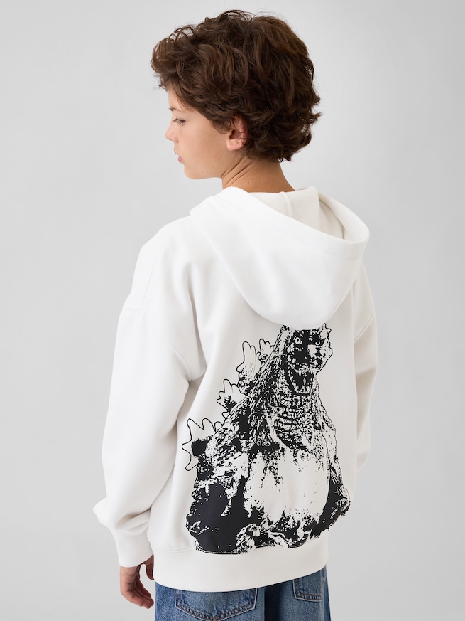 ゴジラ ビンテージソフトグラフィック GAPロゴ ジップアップパーカー (キッズ)-2