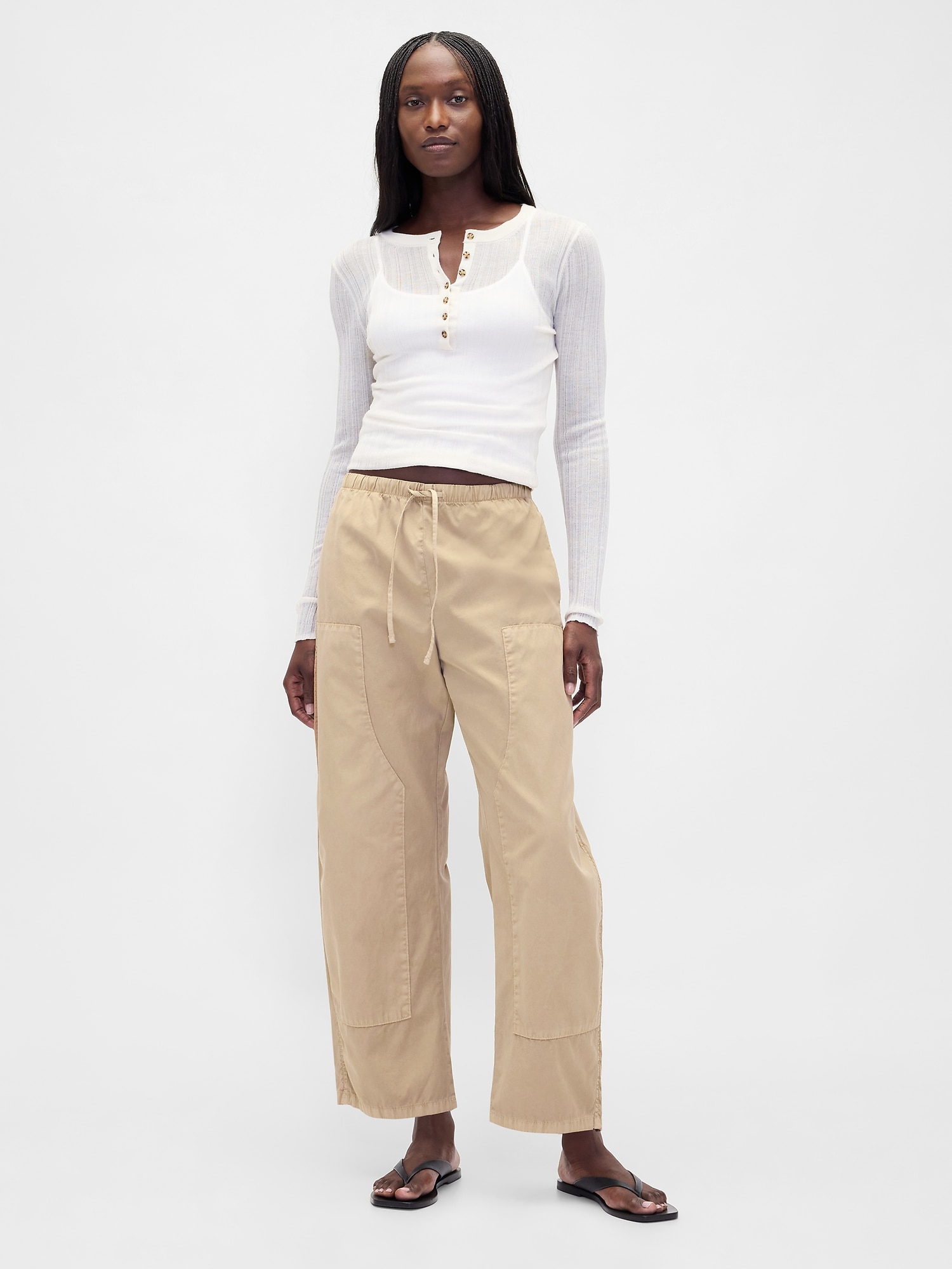 Twill Easy Double-Knee Barrel Pants