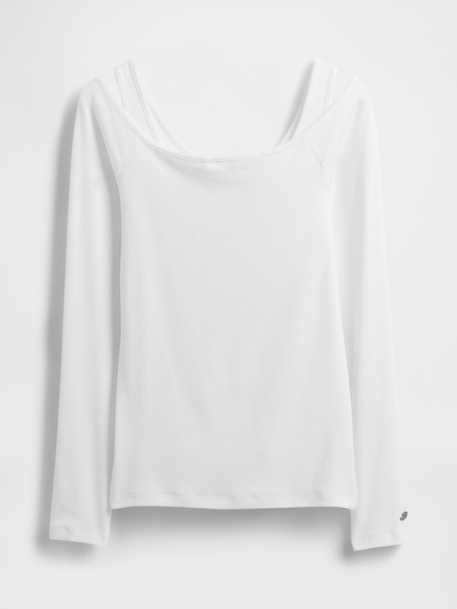 モダン オフショルダートップス-5