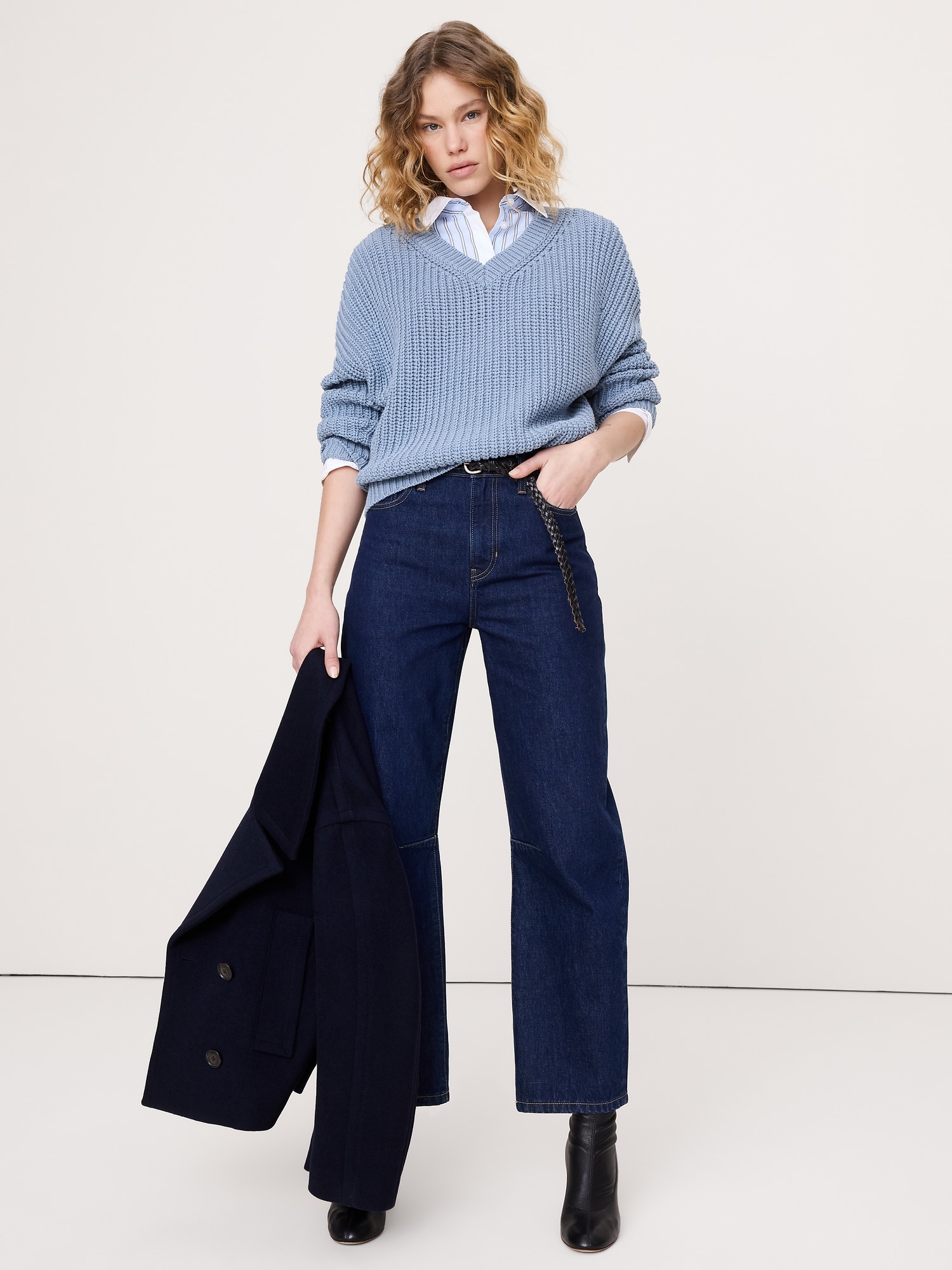 コットン  Vネック セーター-0