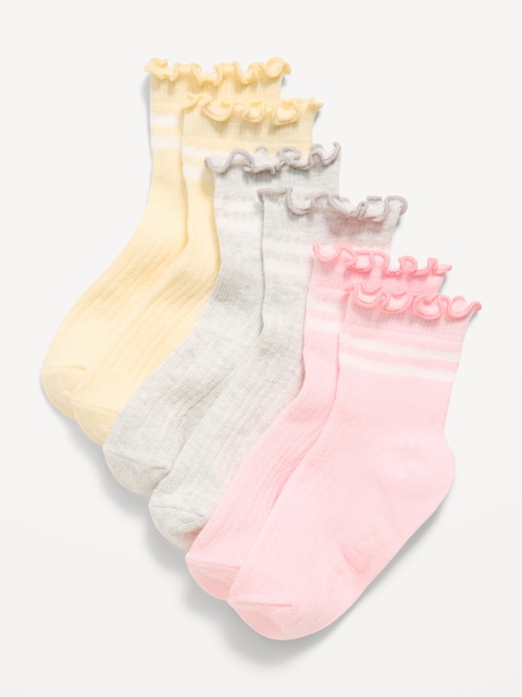 Ruffled Crew Sock 3-Pack for Toddler & Baby