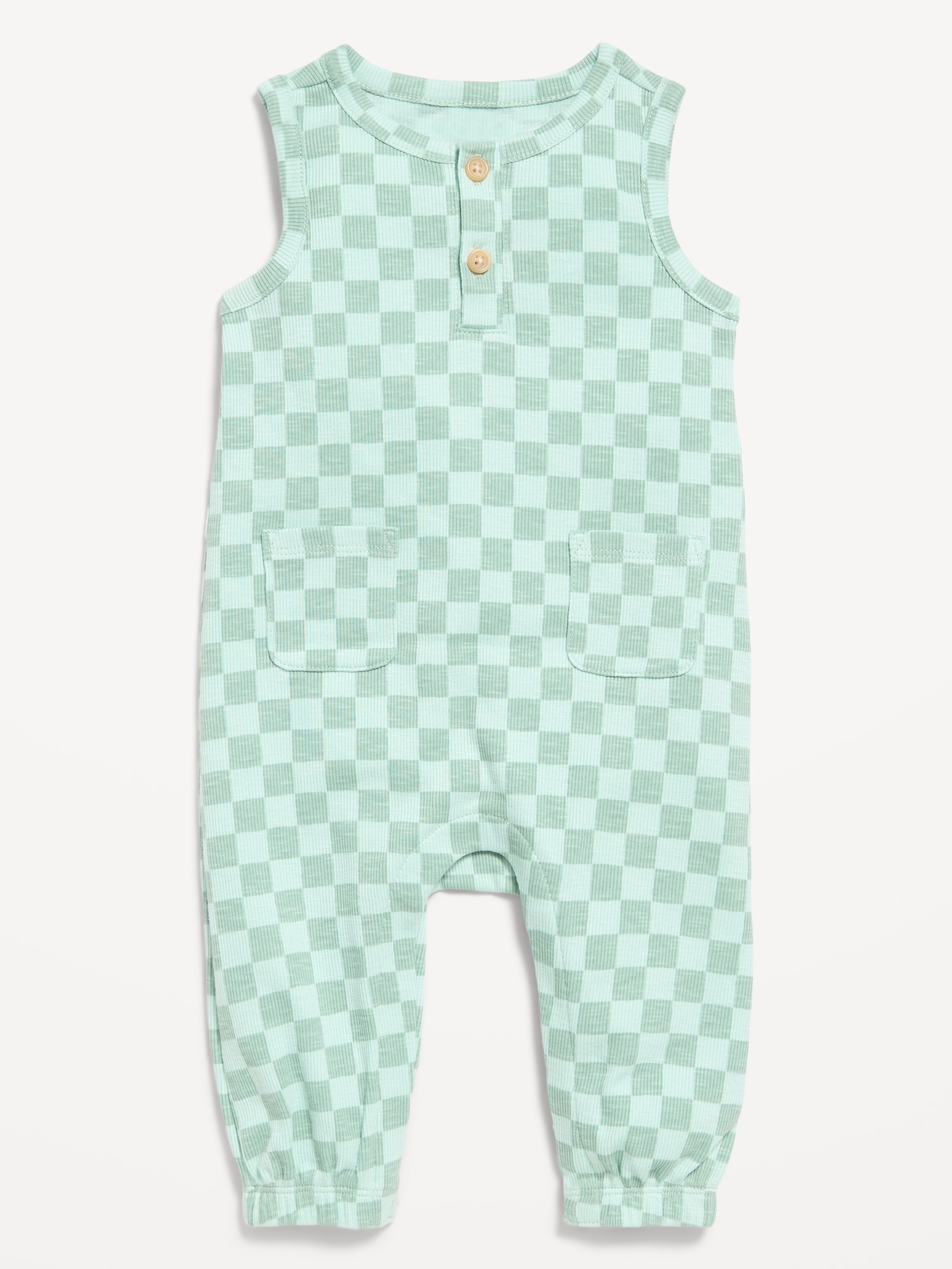 Printed Sleeveless Henley One-Piece Romper for Baby