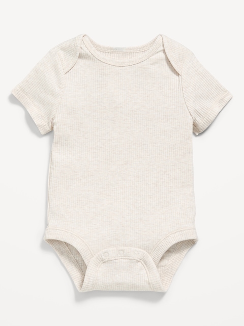 Unisex Short-Sleeve Ribbed Bodysuit for Baby