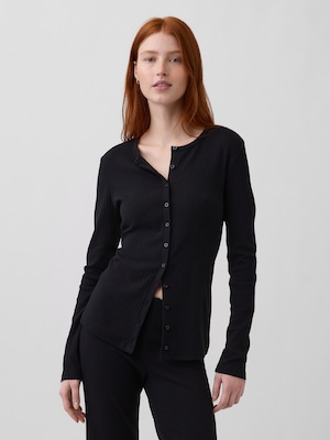 モダン ワイドリブ カーディガン