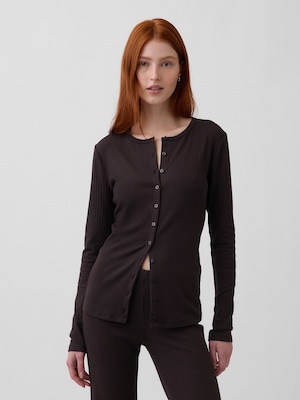 モダン ワイドリブ カーディガン