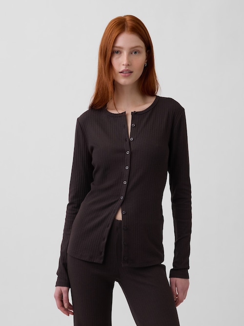 モダン ワイドリブ カーディガン