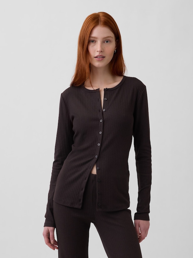 モダン ワイドリブ カーディガン-0