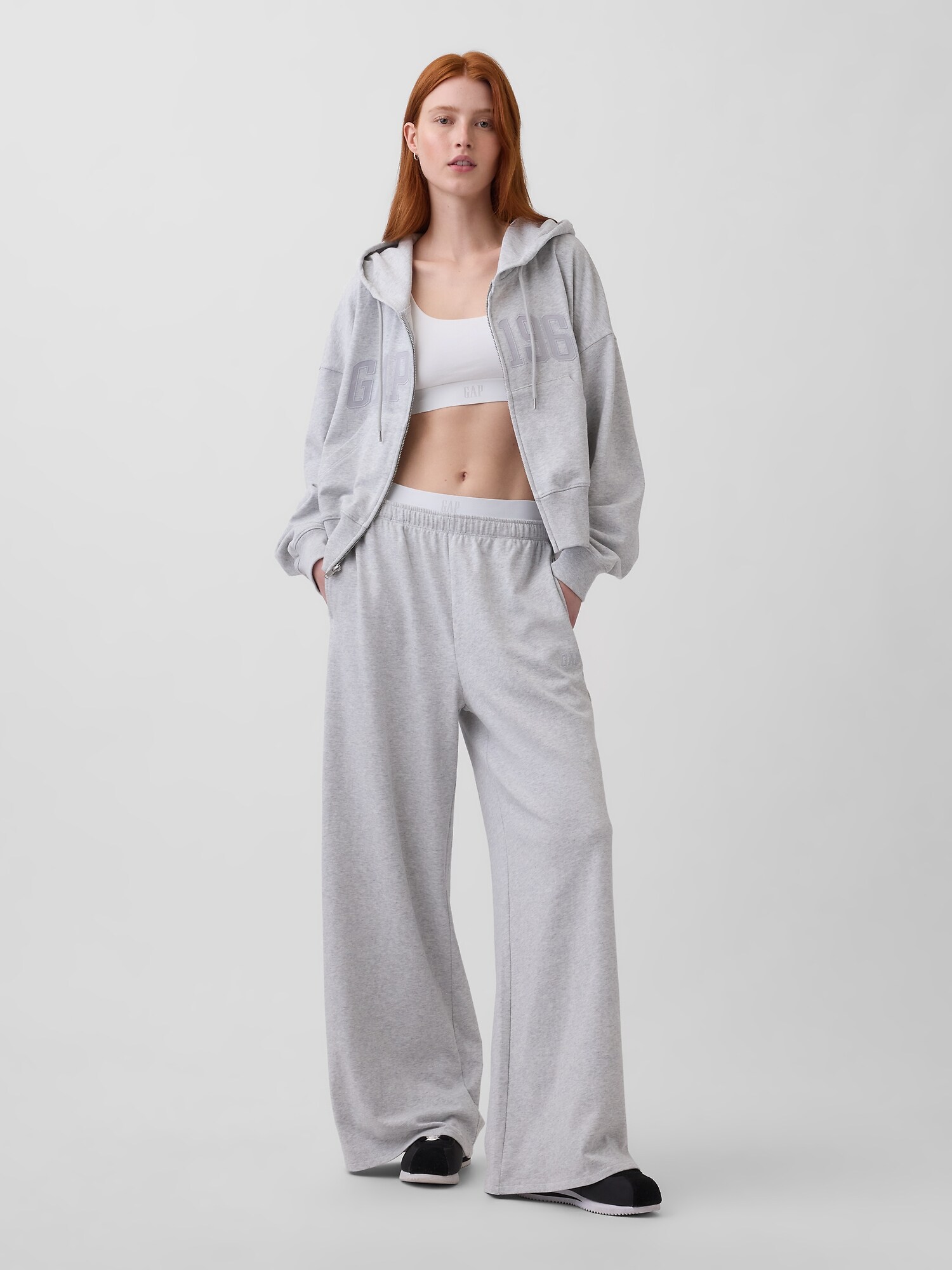 フレンチテリー オーバーサイズ GAP1969ロゴ ジップアップパーカー-1