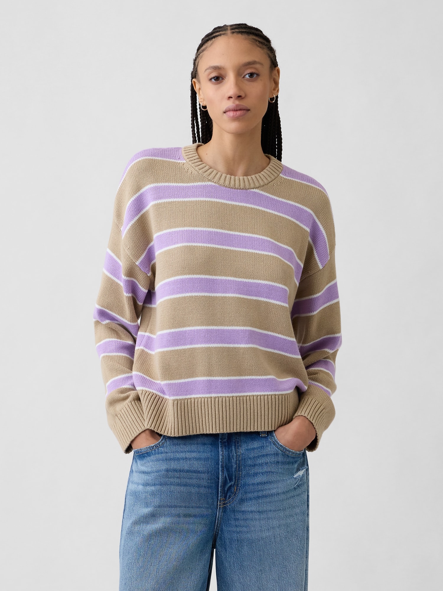 Relaxed Cotton Crewneck Sweater