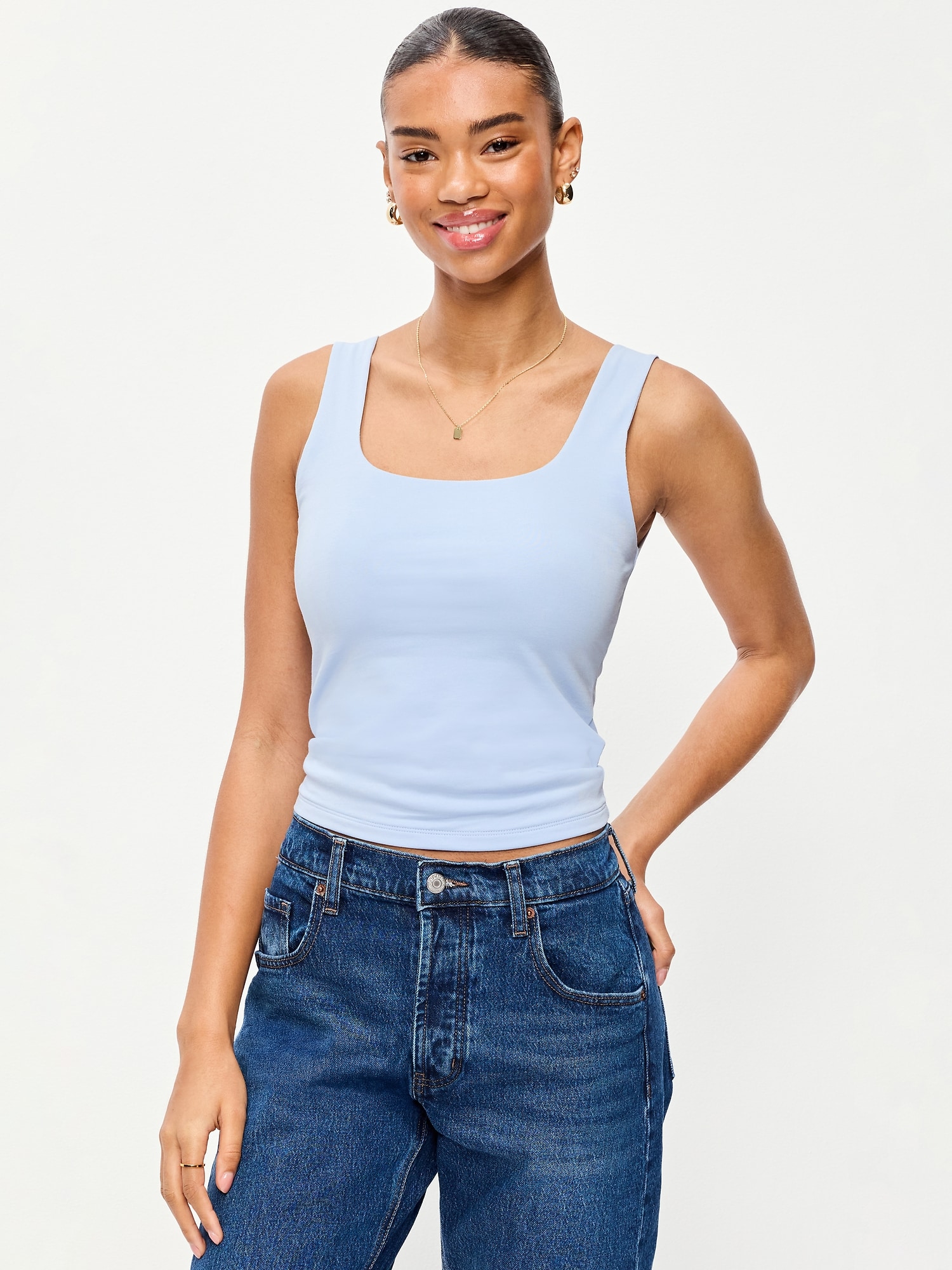 CAMISOLE À ENCOLURE DÉGAGÉE EN TISSU SCULPTANT DOUBLE ÉPAISSEUR