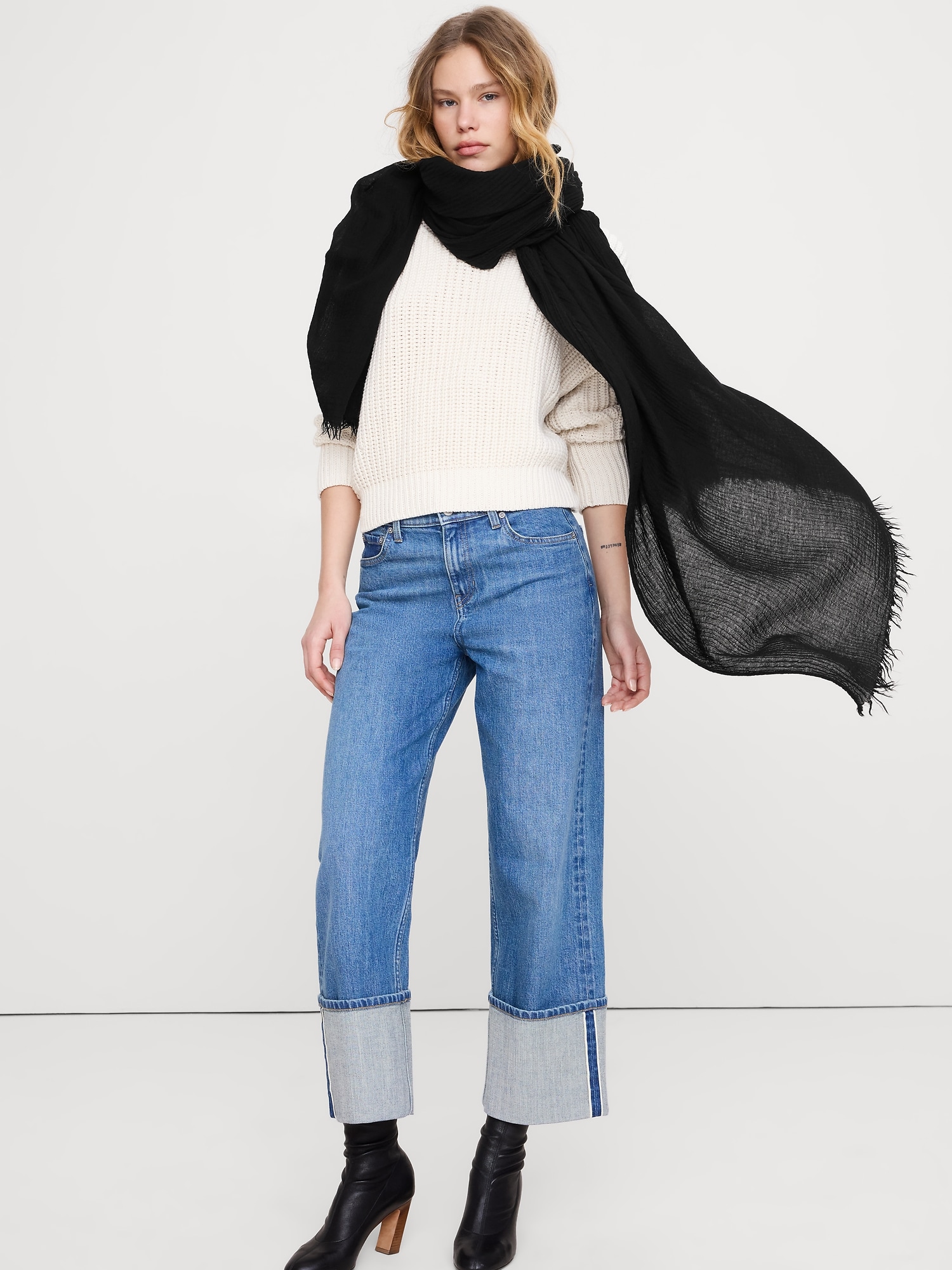 メリノウール ガーゼスカーフ-1